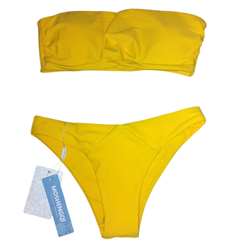 Yellow Bandeau Bikini Set